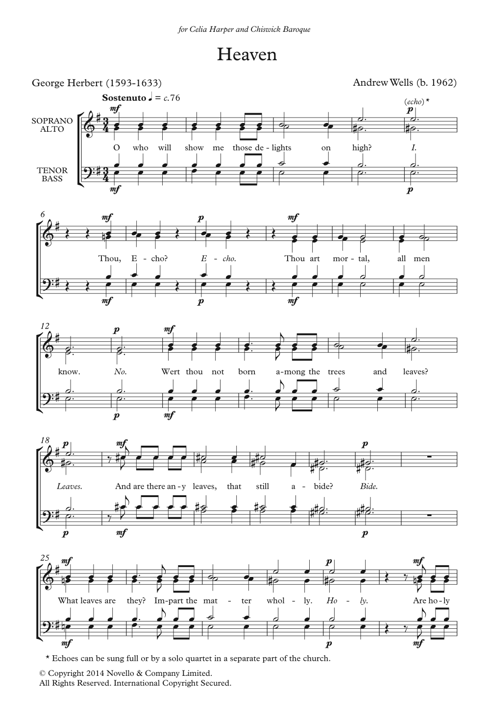 Download Andrew Wells Heaven Sheet Music and learn how to play SATB PDF digital score in minutes