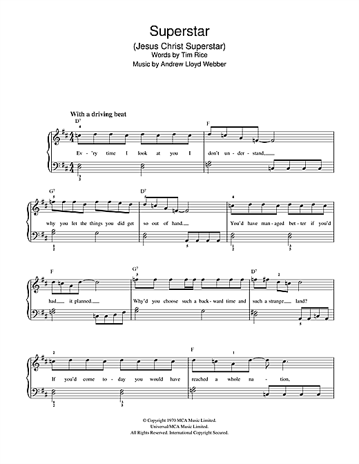Andrew Lloyd Webber Jesus Christ Superstar Sheet Music Notes 