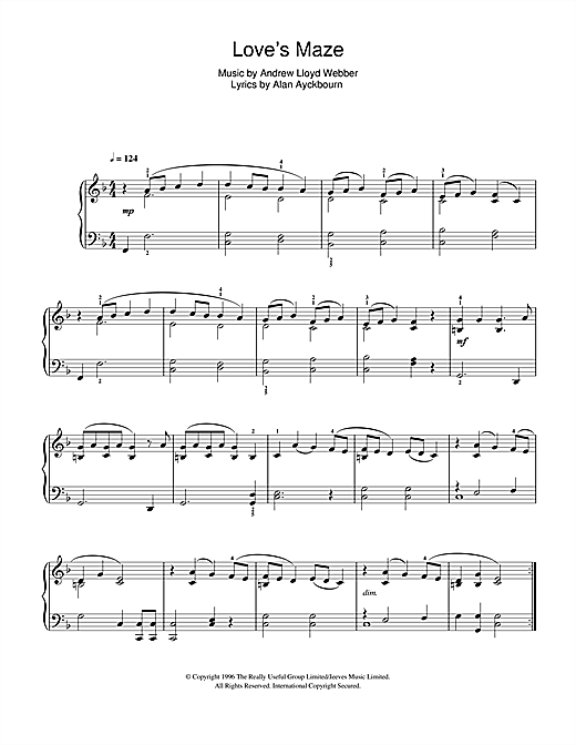 Download Andrew Lloyd Webber Love's Maze (from By Jeeves) Sheet Music and learn how to play Easy Piano PDF digital score in minutes