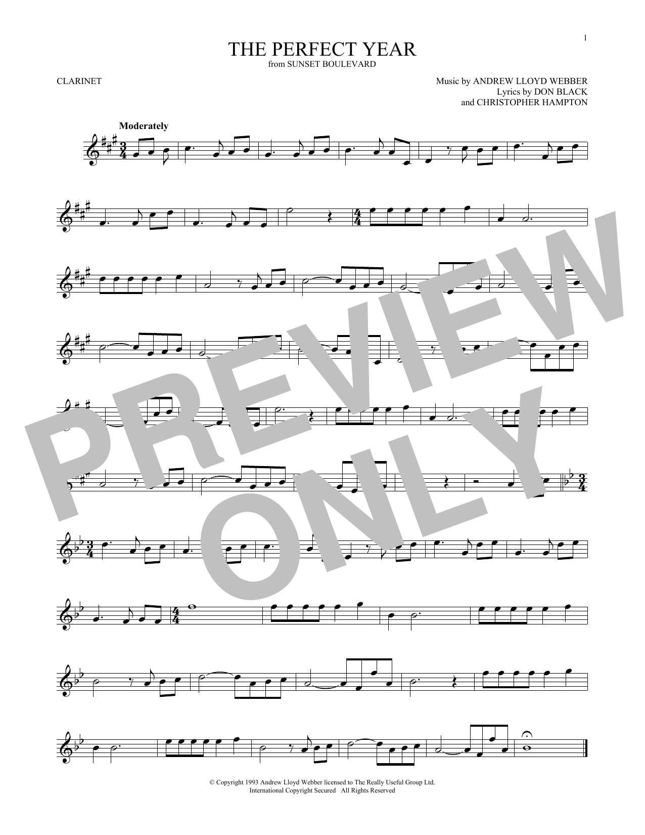 Andrew Lloyd Webber The Perfect Year from Sunset Boulevard Sheet Andrew Lloyd Webber The Perfect Year from Sunset Boulevard Sheet