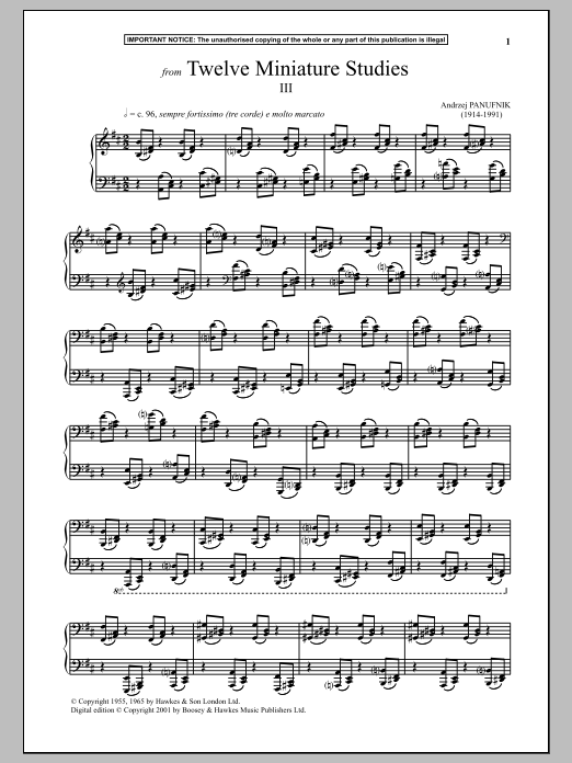 Download Andrzej Panufnik Twelve Miniature Studies, III. Sheet Music and learn how to play Piano PDF digital score in minutes