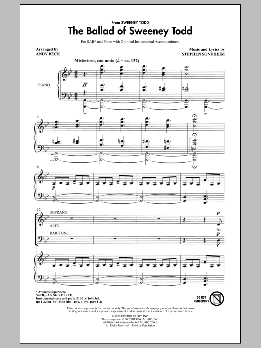 Download Andy Beck The Ballad Of Sweeney Todd Sheet Music and learn how to play SATB PDF digital score in minutes
