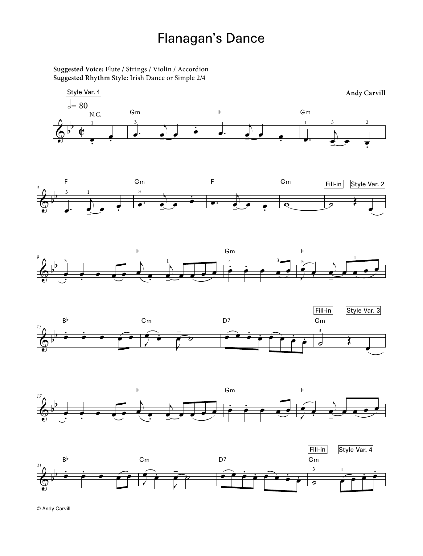 Download Andy Carvill Flanagan's Dance (LCME Electronic Keyboard Grade 3 List A) Sheet Music and learn how to play Piano Solo PDF digital score in minutes