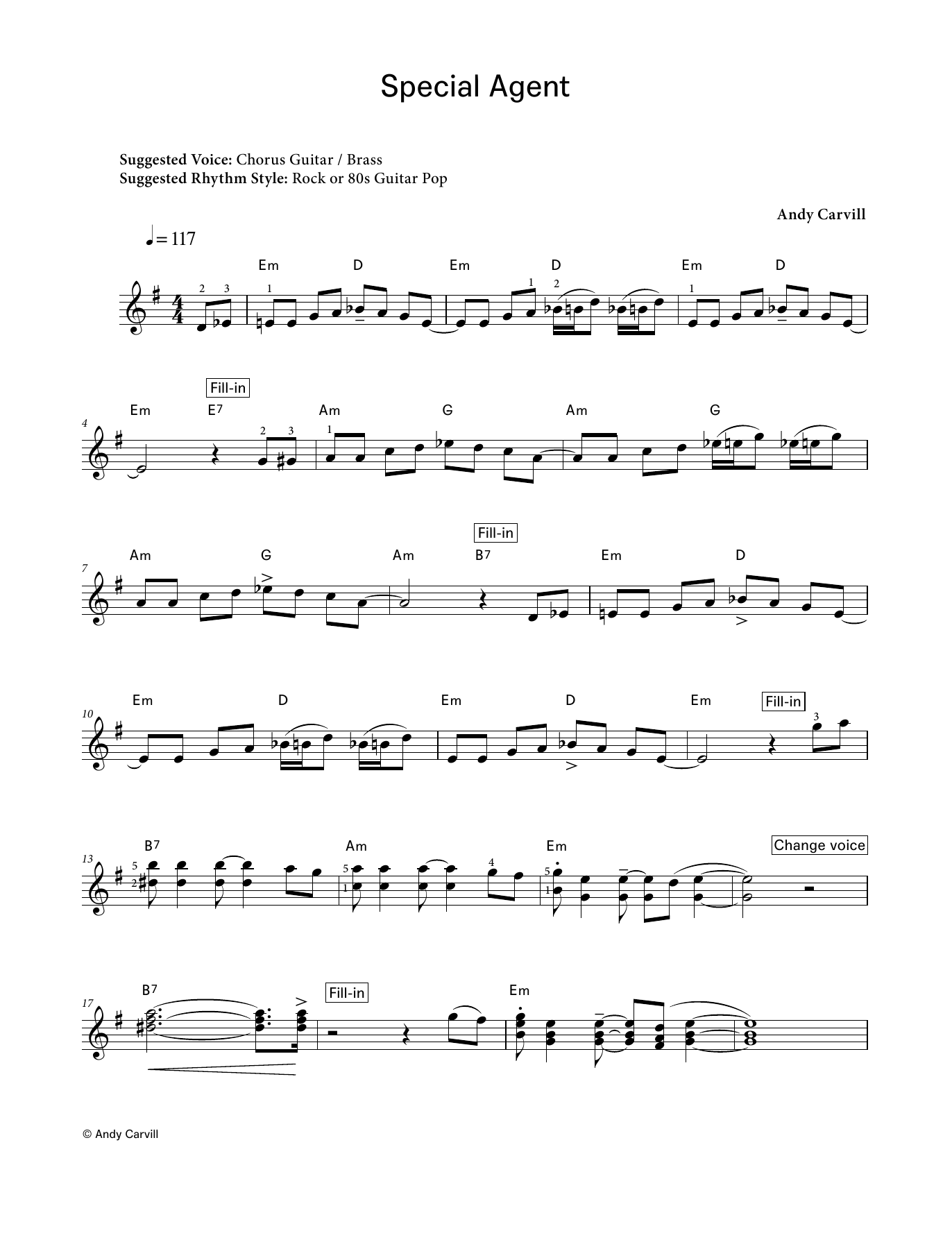 Download Andy Carvill Special Agent (LCME Electronic Keyboard Grade 4 List B) Sheet Music and learn how to play Piano Solo PDF digital score in minutes