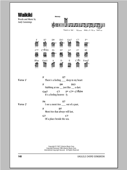 Download Andy Cummings Waikiki Sheet Music and learn how to play Ukulele with strumming patterns PDF digital score in minutes