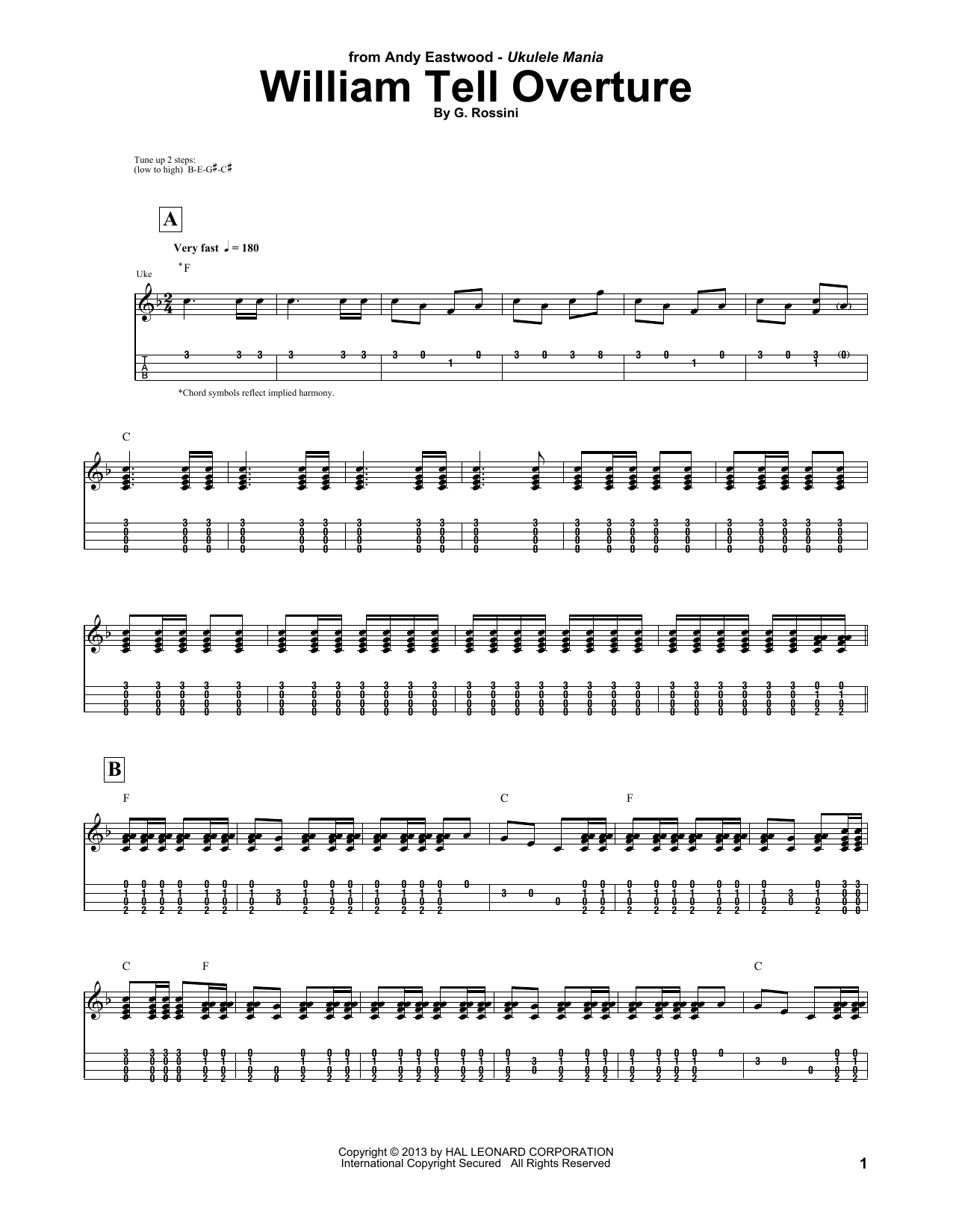 Download Andy Eastwood William Tell Overture Sheet Music and learn how to play UKETAB PDF digital score in minutes