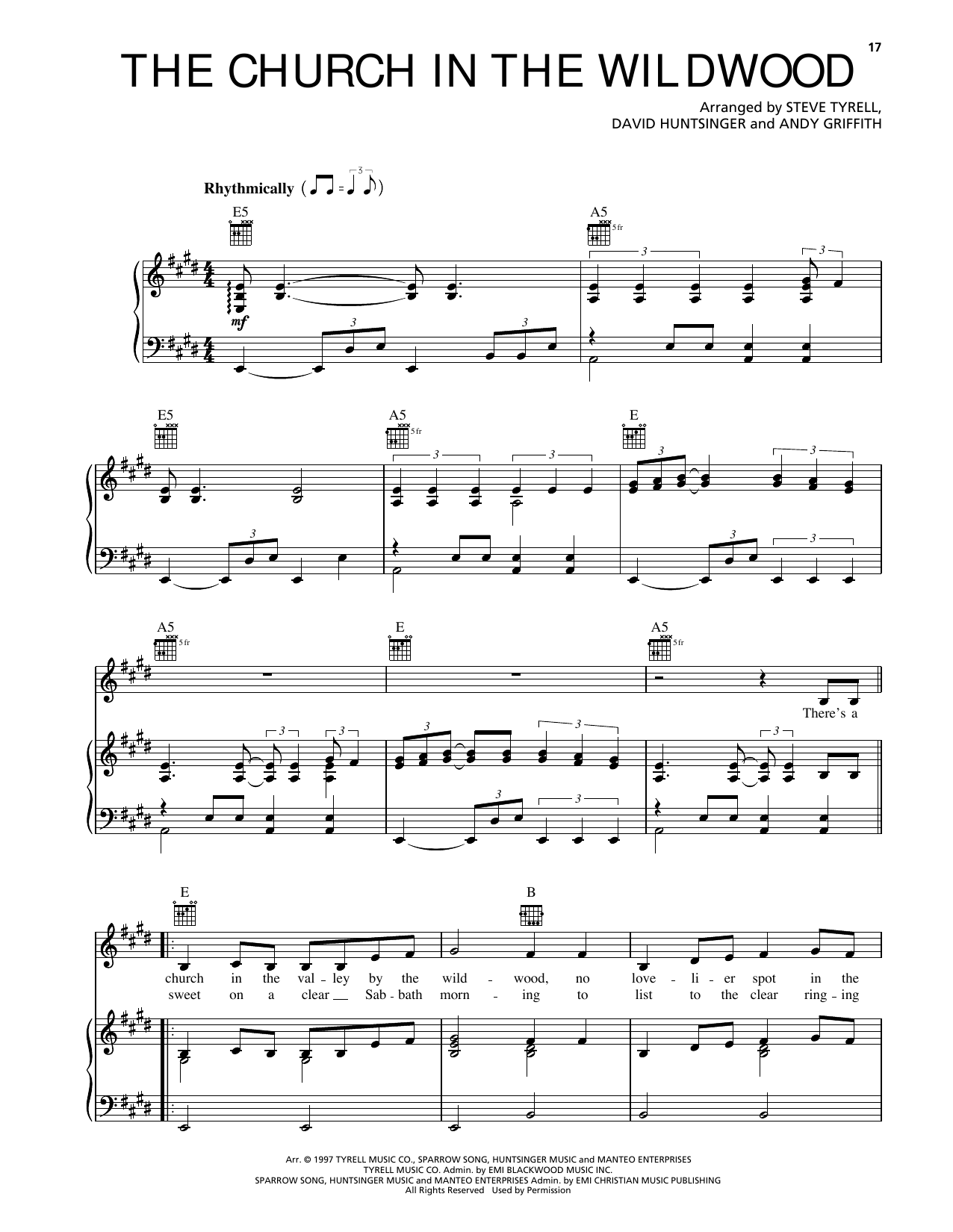 Download Andy Griffith Church In The Wildwood Sheet Music and learn how to play Piano, Vocal & Guitar Chords (Right-Hand Melody) PDF digital score in minutes