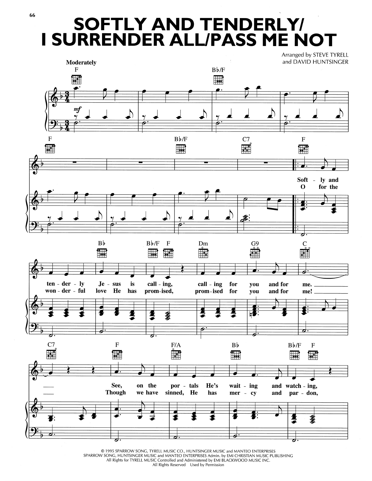 Download Andy Griffith Softly And Tenderly/I Surrender All/Pass Me Not Sheet Music and learn how to play Piano, Vocal & Guitar Chords (Right-Hand Melody) PDF digital score in minutes
