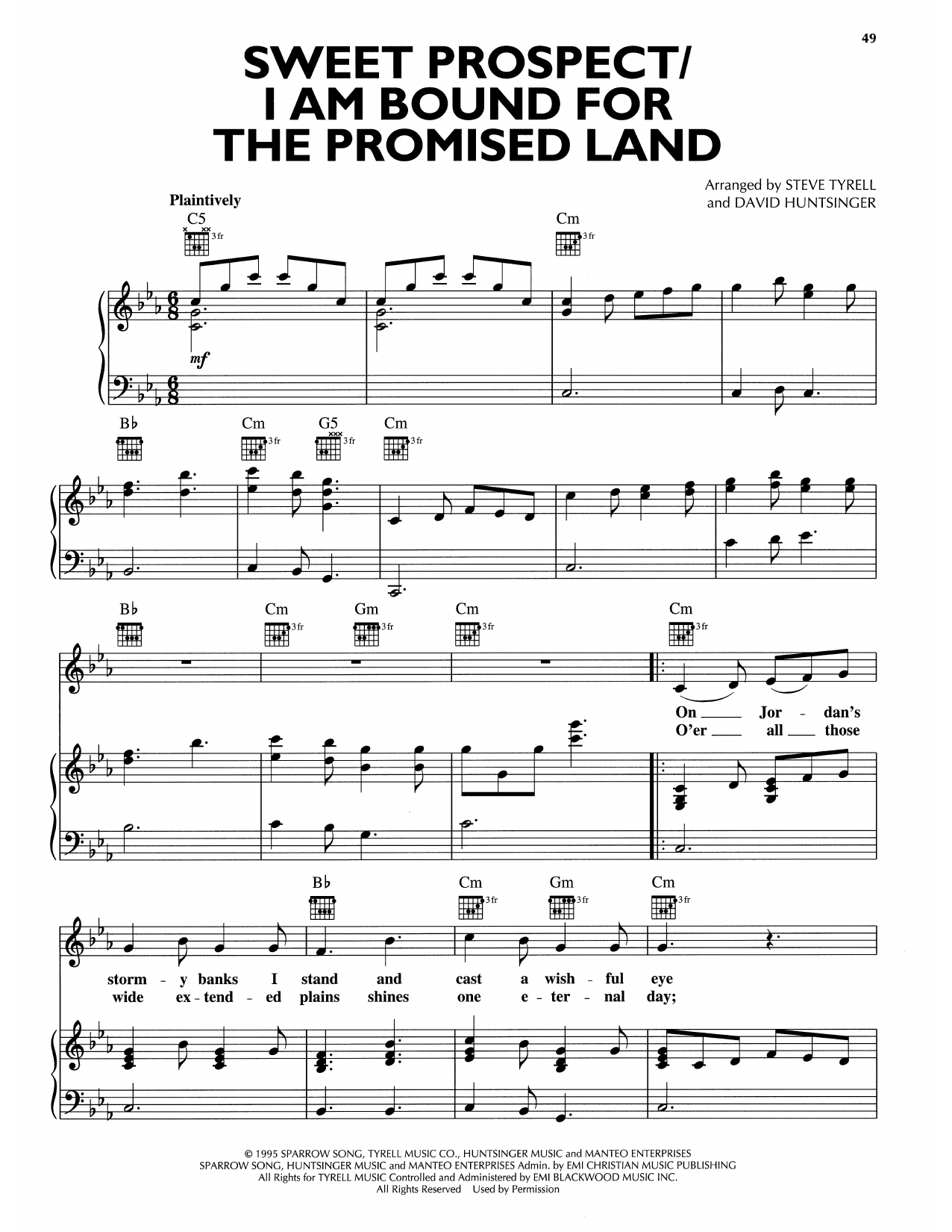 Download Andy Griffith Sweet Prospect/I Am Bound For The Promised Land Sheet Music and learn how to play Piano, Vocal & Guitar Chords (Right-Hand Melody) PDF digital score in minutes