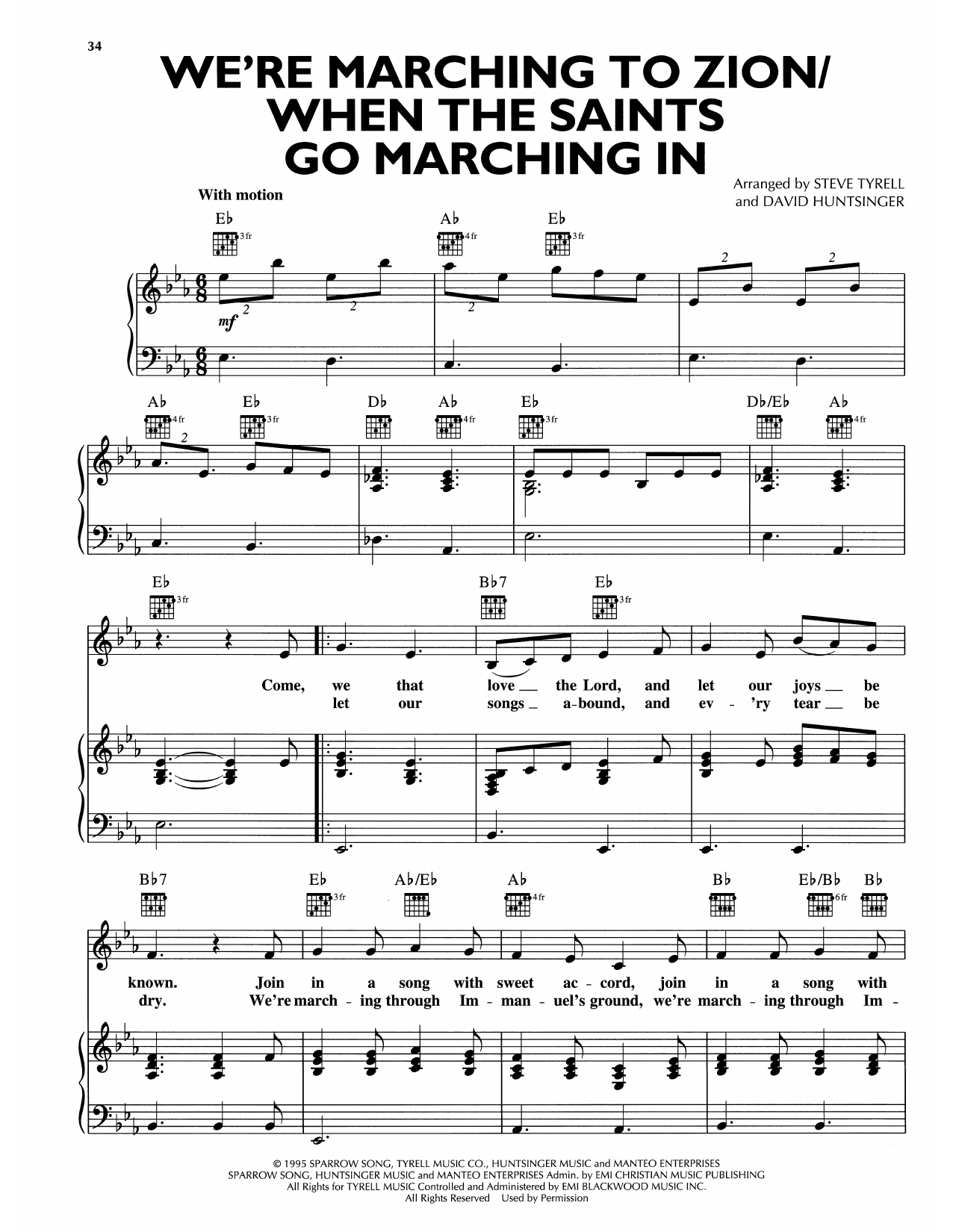 Download Andy Griffith We're Marching To Zion/When The Saints Go Marching In Sheet Music and learn how to play Piano, Vocal & Guitar Chords (Right-Hand Melody) PDF digital score in minutes