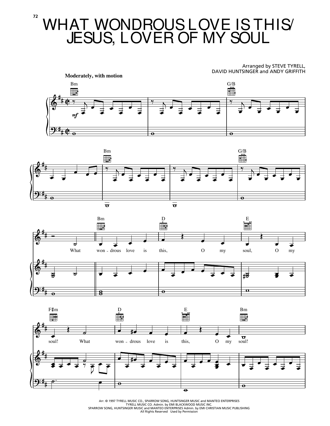Download Andy Griffith What Wondrous Love Is This/Jesus, Lover Of My Soul Sheet Music and learn how to play Piano, Vocal & Guitar Chords (Right-Hand Melody) PDF digital score in minutes