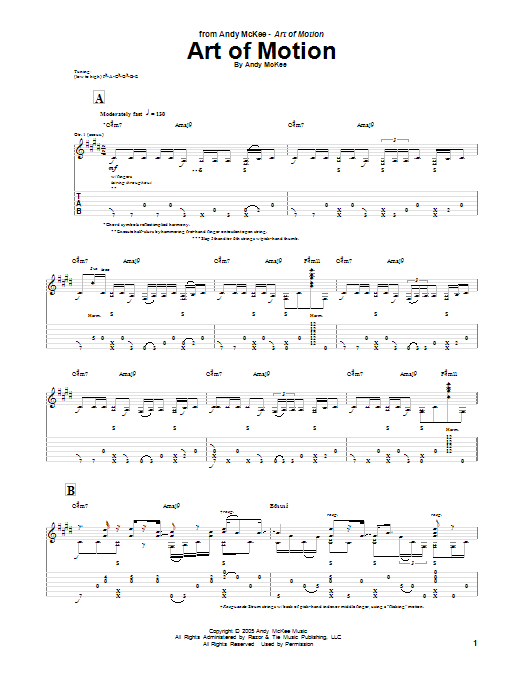 Download Andy McKee Art Of Motion Sheet Music and learn how to play Guitar Tab PDF digital score in minutes