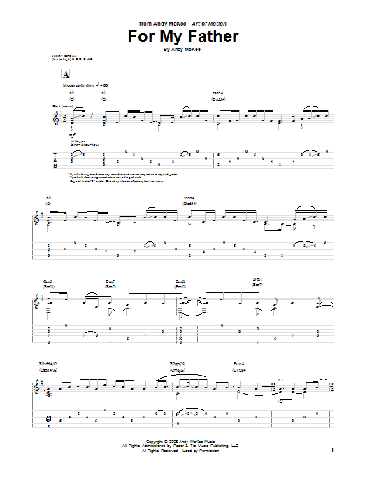 Download Andy McKee For My Father Sheet Music and learn how to play Guitar Tab PDF digital score in minutes