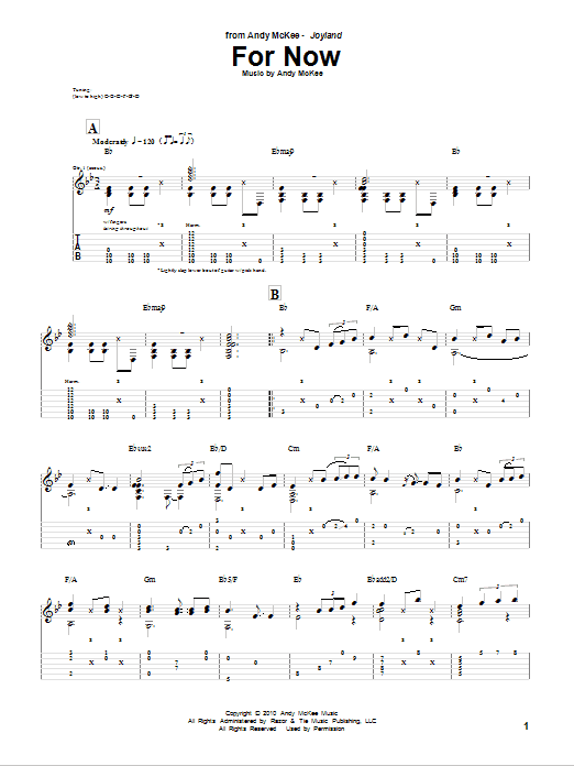 Download Andy McKee For Now Sheet Music and learn how to play Guitar Tab PDF digital score in minutes