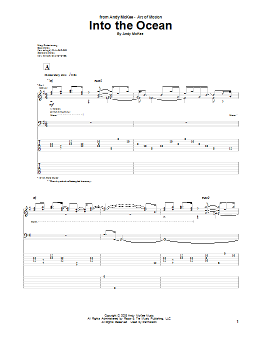 Download Andy McKee Into The Ocean Sheet Music and learn how to play Guitar Tab PDF digital score in minutes