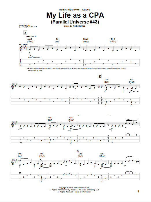 Download Andy McKee My Life As A CPA (Parallel Universe #43) Sheet Music and learn how to play Guitar Tab PDF digital score in minutes