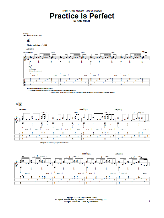 Download Andy McKee Practice Is Perfect Sheet Music and learn how to play Guitar Tab PDF digital score in minutes