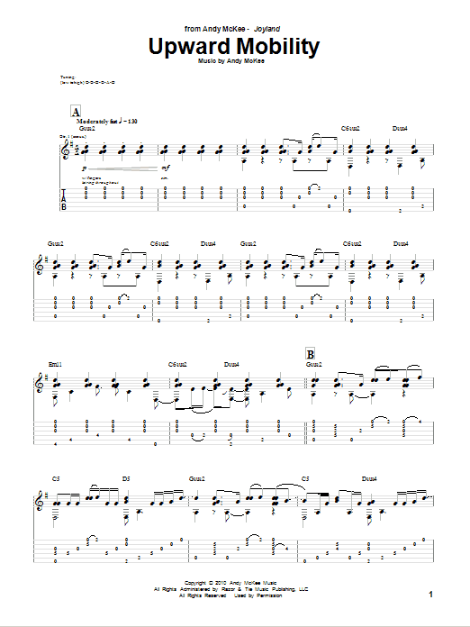 Download Andy McKee Upward Mobility Sheet Music and learn how to play Guitar Tab PDF digital score in minutes