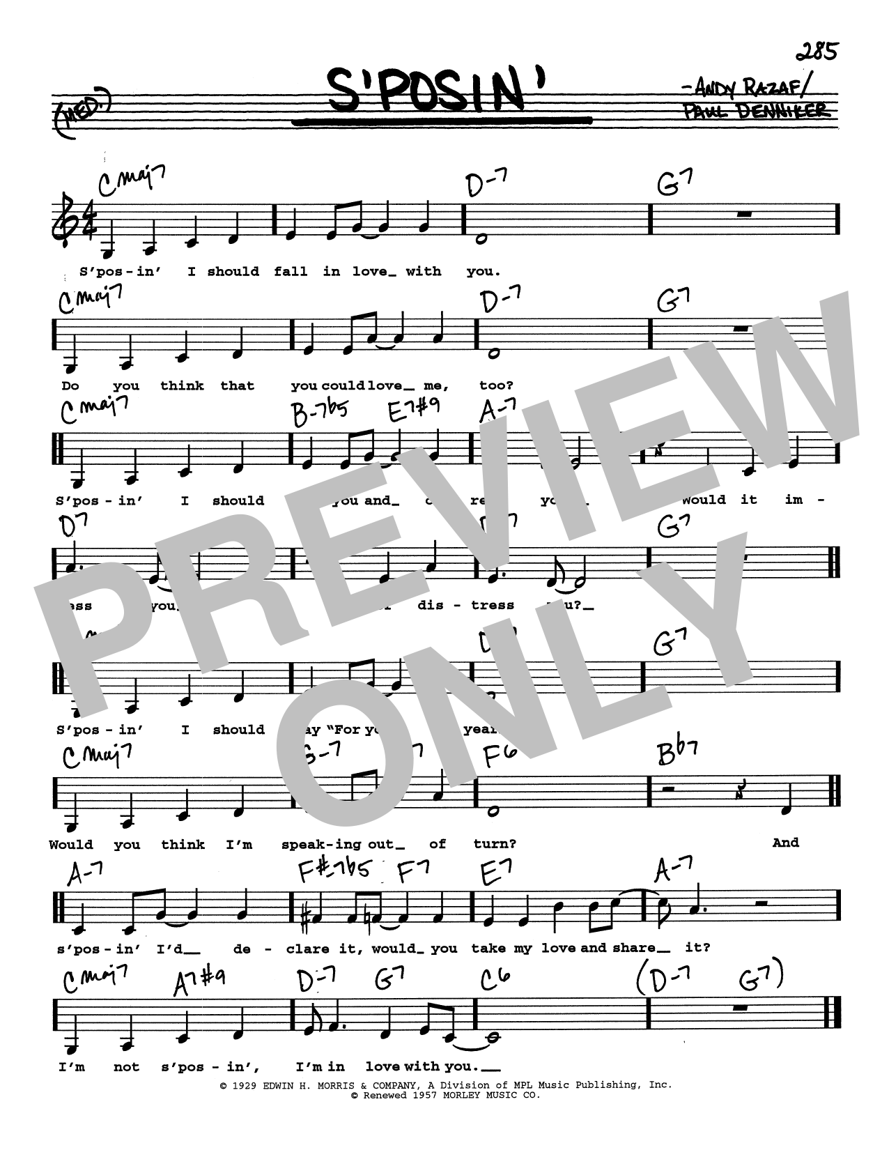 Download Andy Razaf S'posin' (Low Voice) Sheet Music and learn how to play Real Book – Melody, Lyrics & Chords PDF digital score in minutes