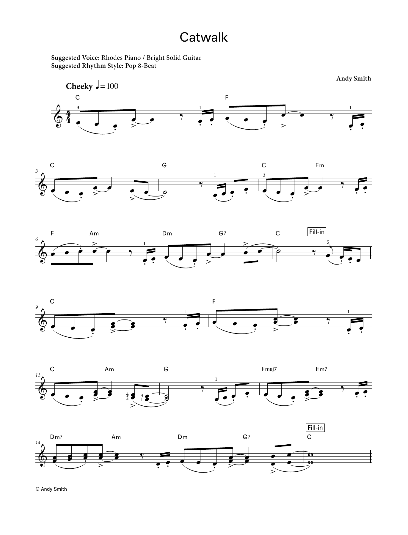 Download Andy Smith Catwalk (LCME Electronic Keyboard Grade 3 List B) Sheet Music and learn how to play Piano Solo PDF digital score in minutes