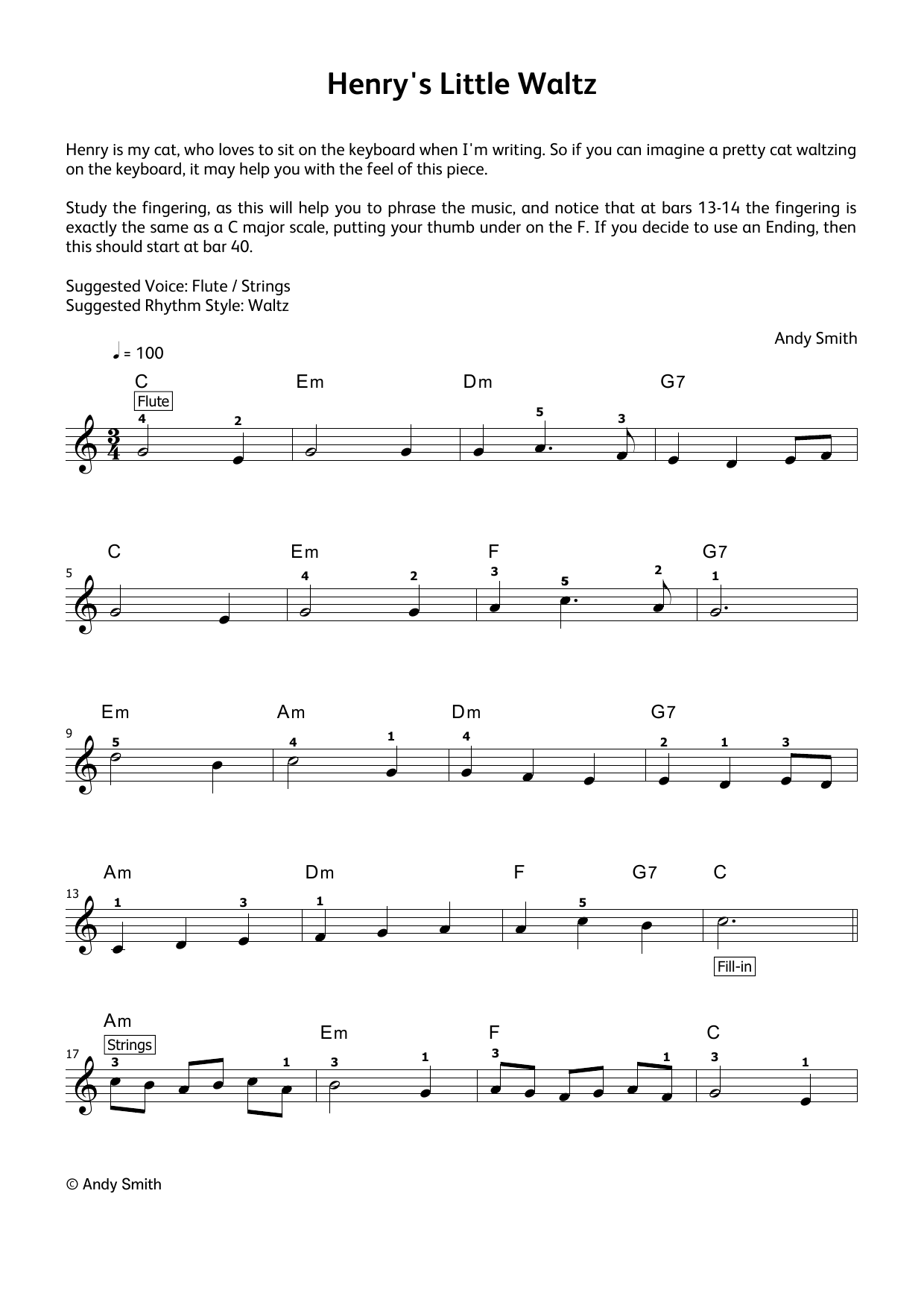 Download Andy Smith Henry's Little Waltz (LCME Electronic Keyboard Grade 1 List B & C) Sheet Music and learn how to play Piano Solo PDF digital score in minutes