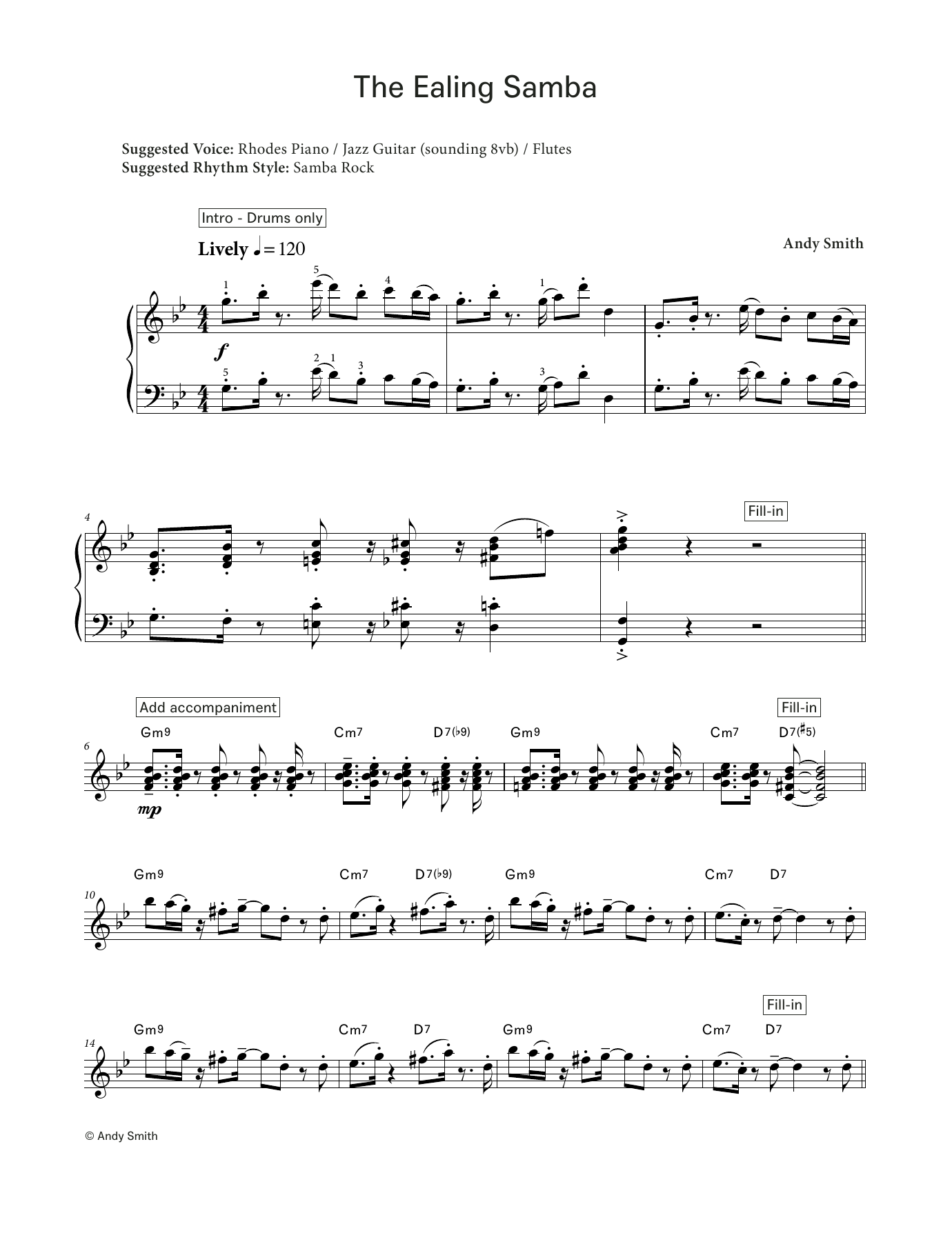 Download Andy Smith The Ealing Samba (LCME Electronic Keyboard Grade 7 List C) Sheet Music and learn how to play Piano Solo PDF digital score in minutes