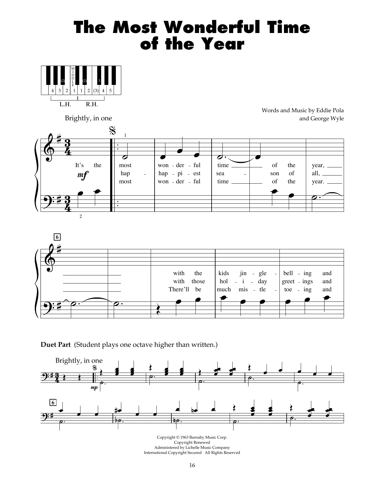Download Andy Wiliams The Most Wonderful Time Of The Year Sheet Music and learn how to play 5-Finger Piano PDF digital score in minutes