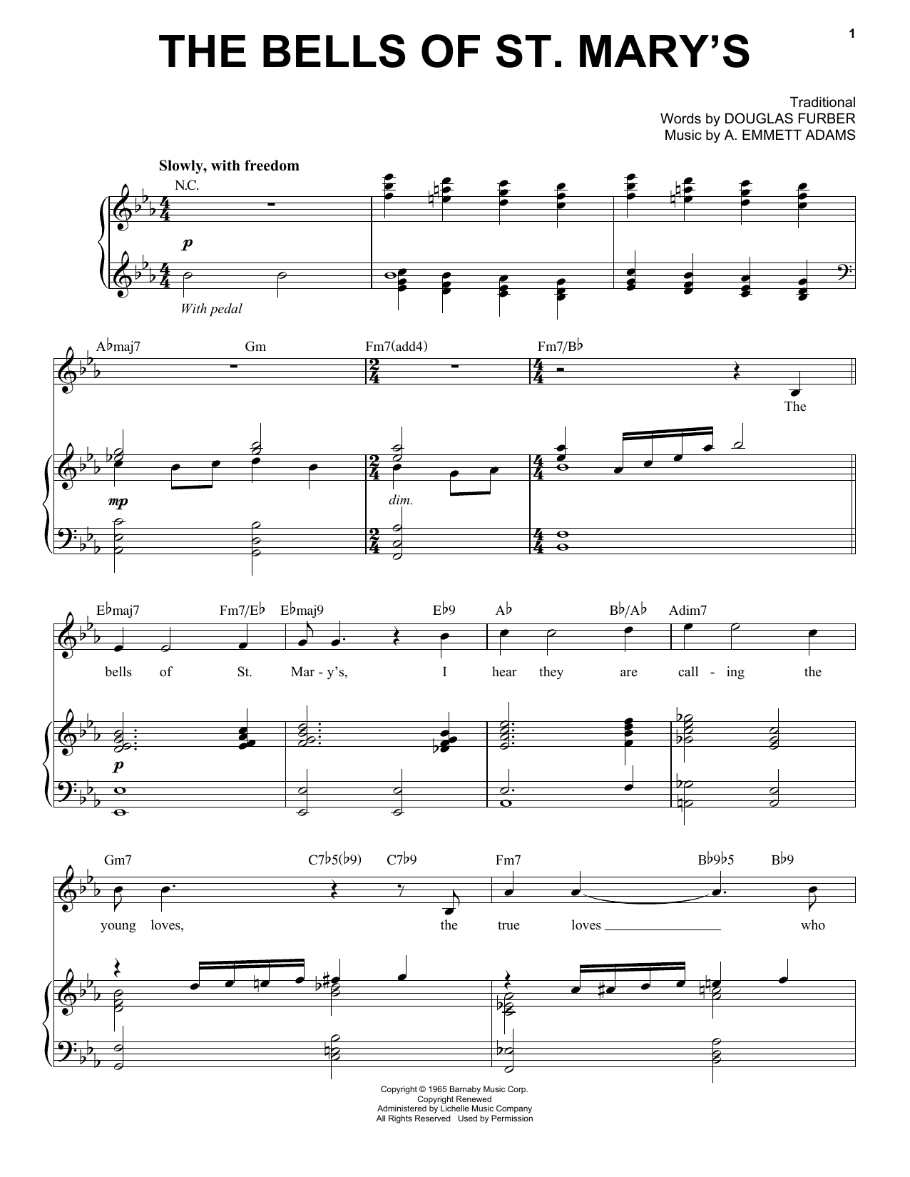 Download Andy Williams The Bells Of St. Mary's Sheet Music and learn how to play Piano & Vocal PDF digital score in minutes