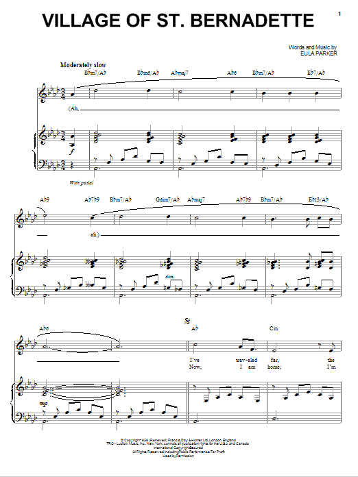 Download Andy Williams Village Of St. Bernadette Sheet Music and learn how to play Piano, Vocal & Guitar (Right-Hand Melody) PDF digital score in minutes