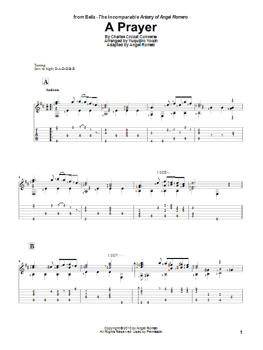 Download Angel Romero A Prayer Sheet Music and learn how to play Guitar Tab PDF digital score in minutes