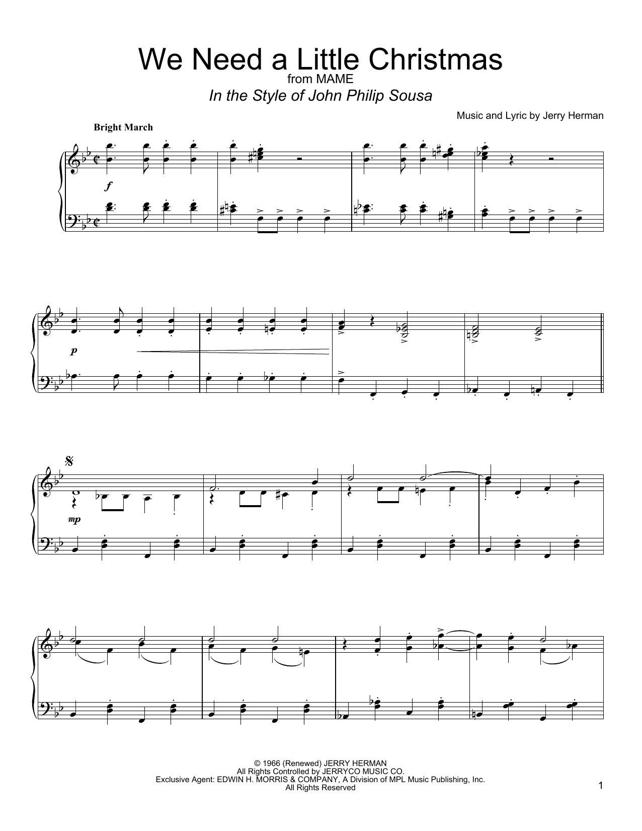 Download Angela Lansbury We Need A Little Christmas Sheet Music and learn how to play Piano PDF digital score in minutes