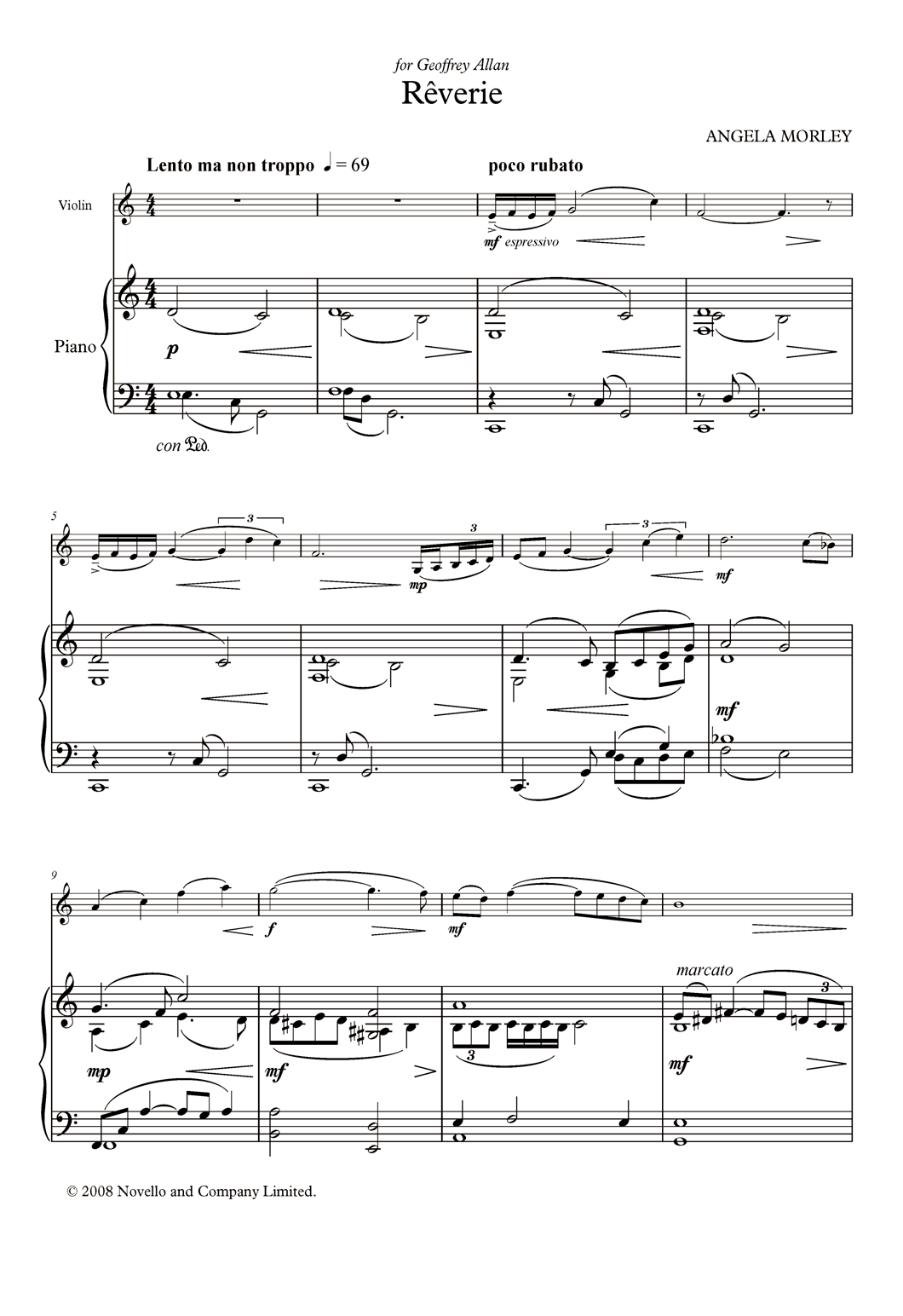 Download Angela Morley Rêverie (score and parts) Sheet Music and learn how to play Violin PDF digital score in minutes