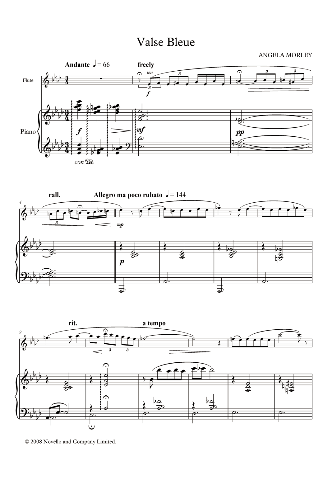Download Angela Morley Valse Bleue (score and parts) Sheet Music and learn how to play Flute PDF digital score in minutes