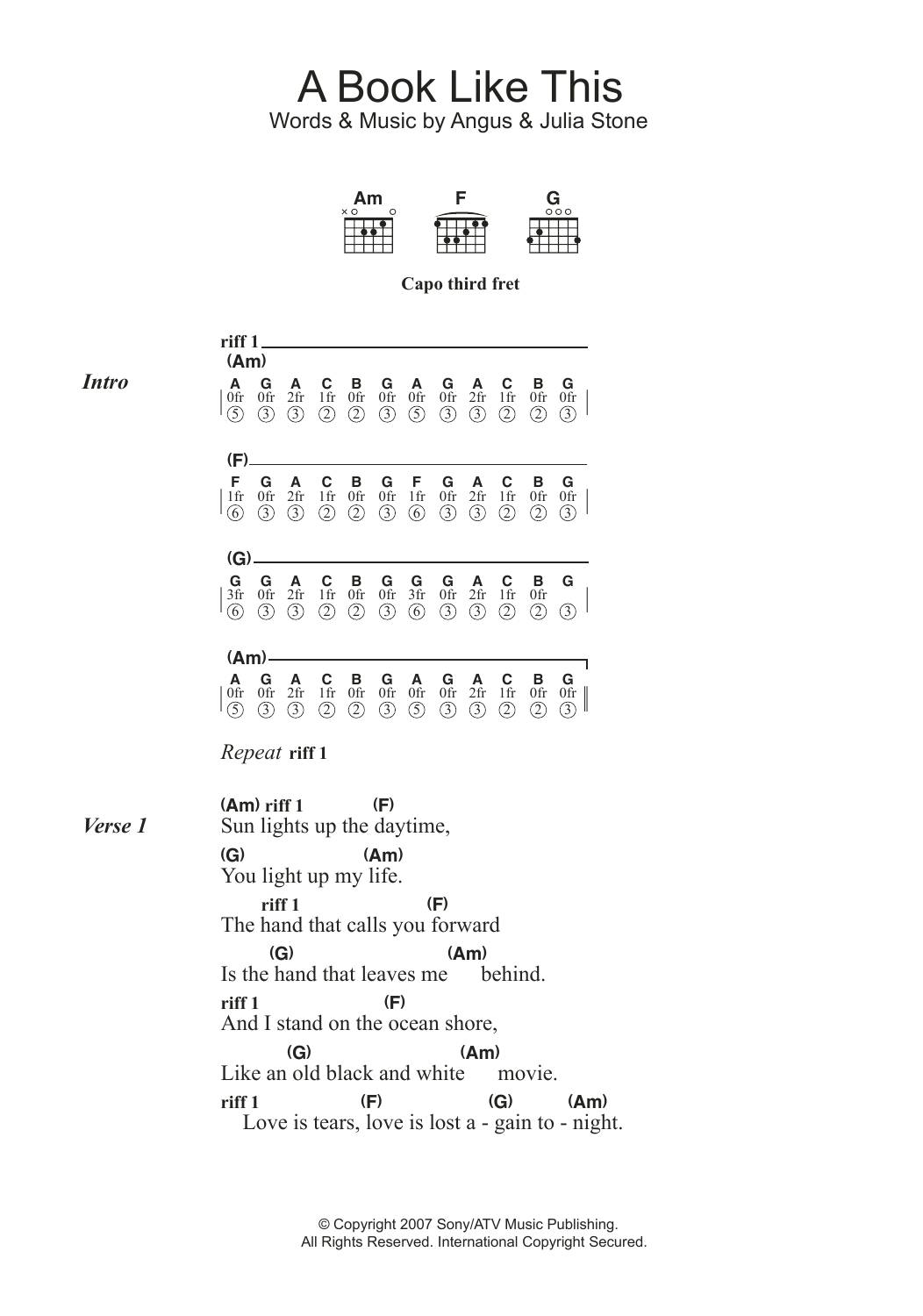 Download Angus & Julia Stone A Book Like This Sheet Music and learn how to play Lyrics & Chords PDF digital score in minutes