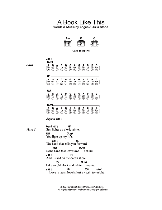 Download Angus & Julia Stone A Book Like This Sheet Music and learn how to play Lyrics & Chords PDF digital score in minutes