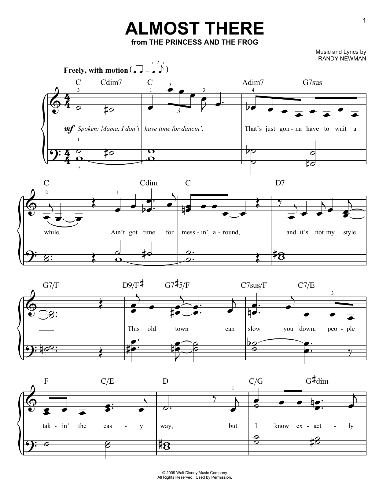 Download Anika Noni Rose Almost There Sheet Music and learn how to play Easy Piano PDF digital score in minutes