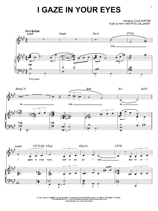 Download Ann Hampton Callaway I Gaze In Your Eyes Sheet Music and learn how to play Piano & Vocal PDF digital score in minutes