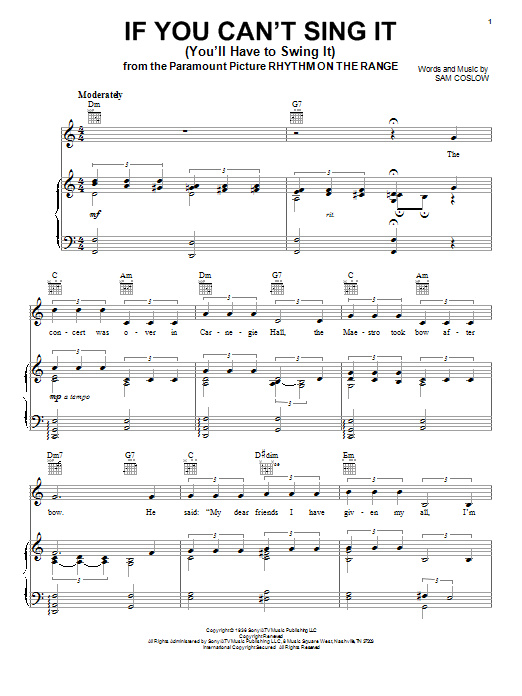 Download Ann Hampton Callaway If You Can't Sing It (You'll Have To Swing It) Sheet Music and learn how to play Piano, Vocal & Guitar (Right-Hand Melody) PDF digital score in minutes