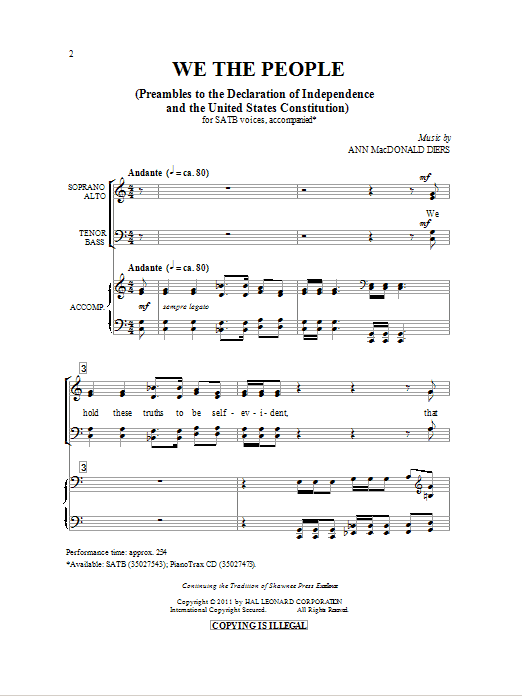Download Ann MacDonald Diers We The People Sheet Music and learn how to play SATB PDF digital score in minutes