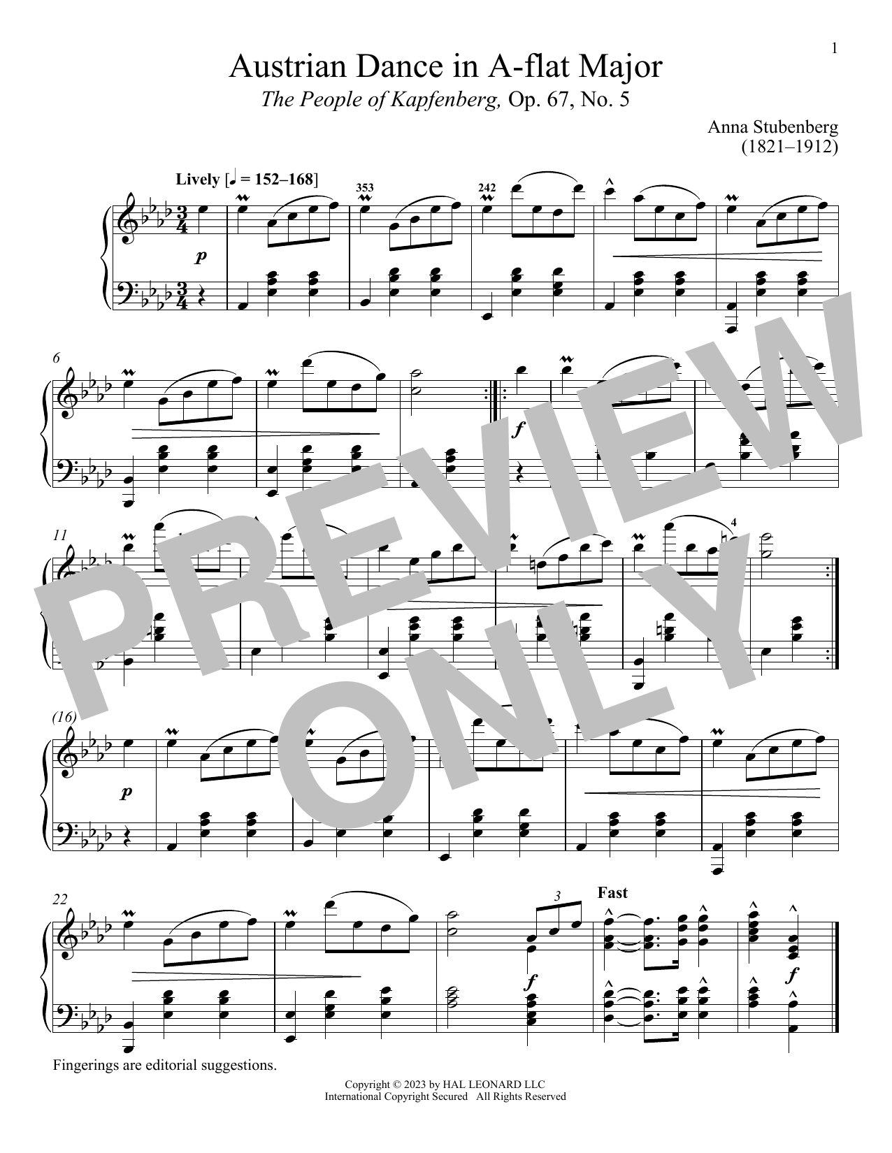 Download Anna Stubenberg Lebhaft Sheet Music and learn how to play Piano Solo PDF digital score in minutes