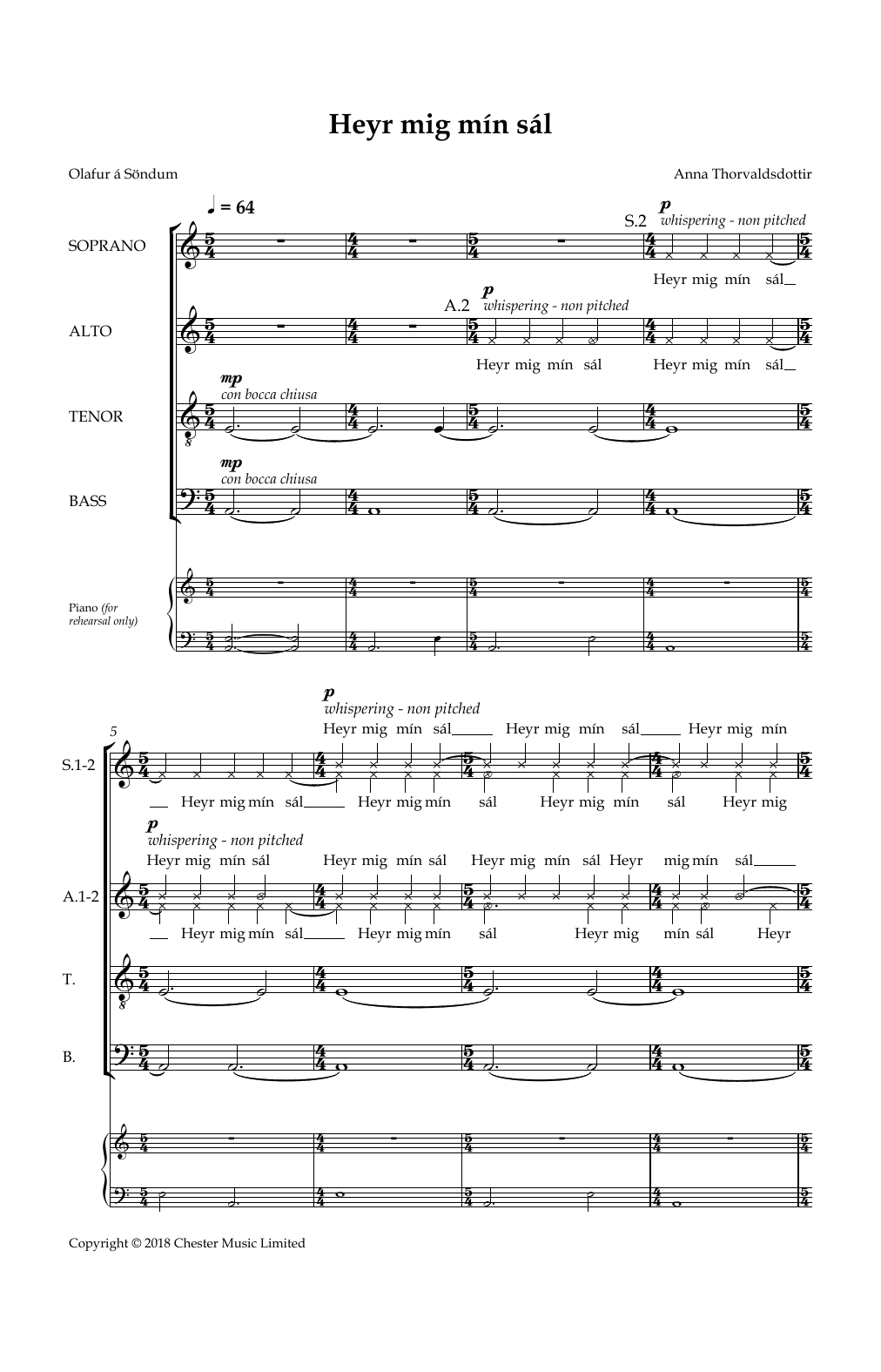 Download Anna Thorvaldsdottir Heyr Mig Min Sal Sheet Music and learn how to play SATB Choir PDF digital score in minutes