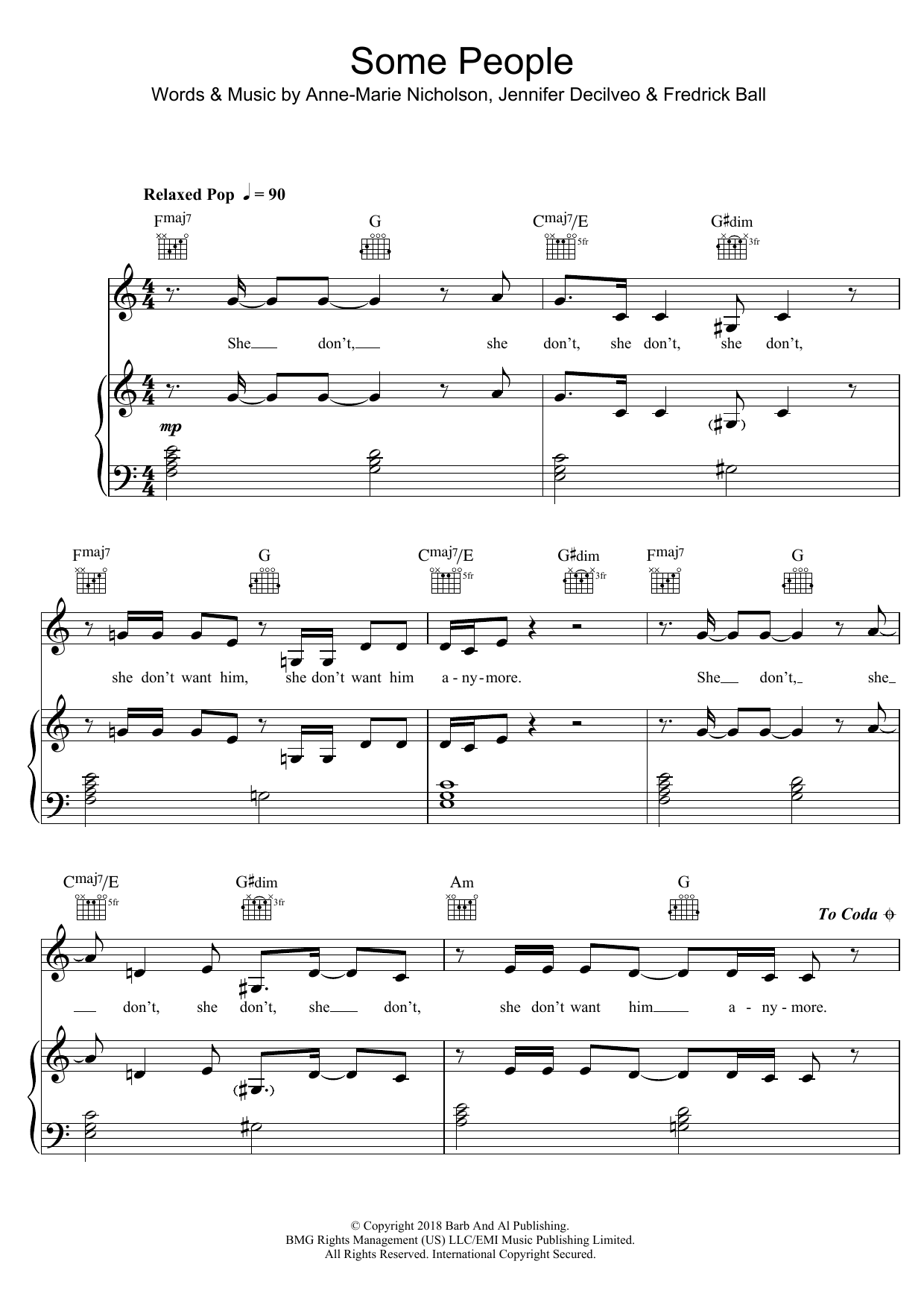 Download Anne-Marie Some People Sheet Music and learn how to play Piano, Vocal & Guitar PDF digital score in minutes