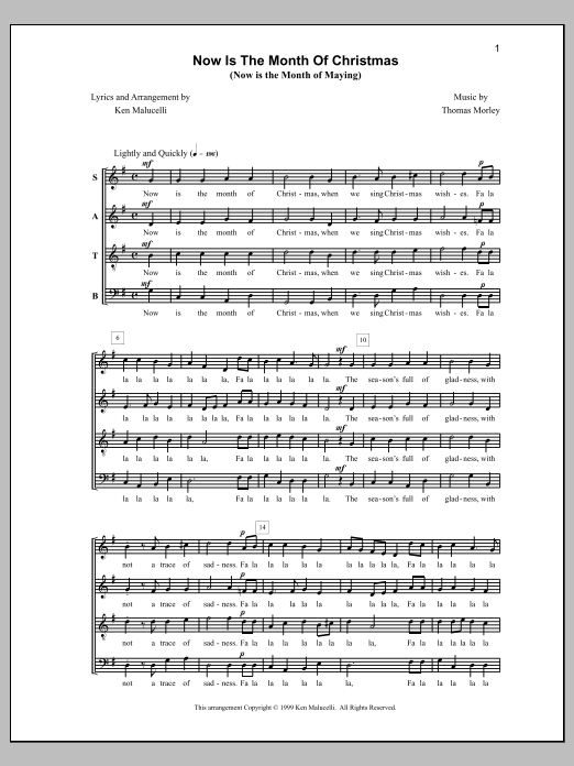 Download Anne Raugh Now Is The Month Of Christmas Sheet Music and learn how to play SATB Choir PDF digital score in minutes