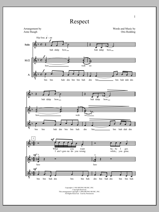 Download Anne Raugh Respect Sheet Music and learn how to play SSA Choir PDF digital score in minutes