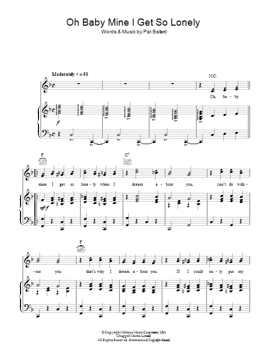 Download Anne Shelton Oh, Baby Mine (I Get So Lonely) Sheet Music and learn how to play Piano, Vocal & Guitar (Right-Hand Melody) PDF digital score in minutes