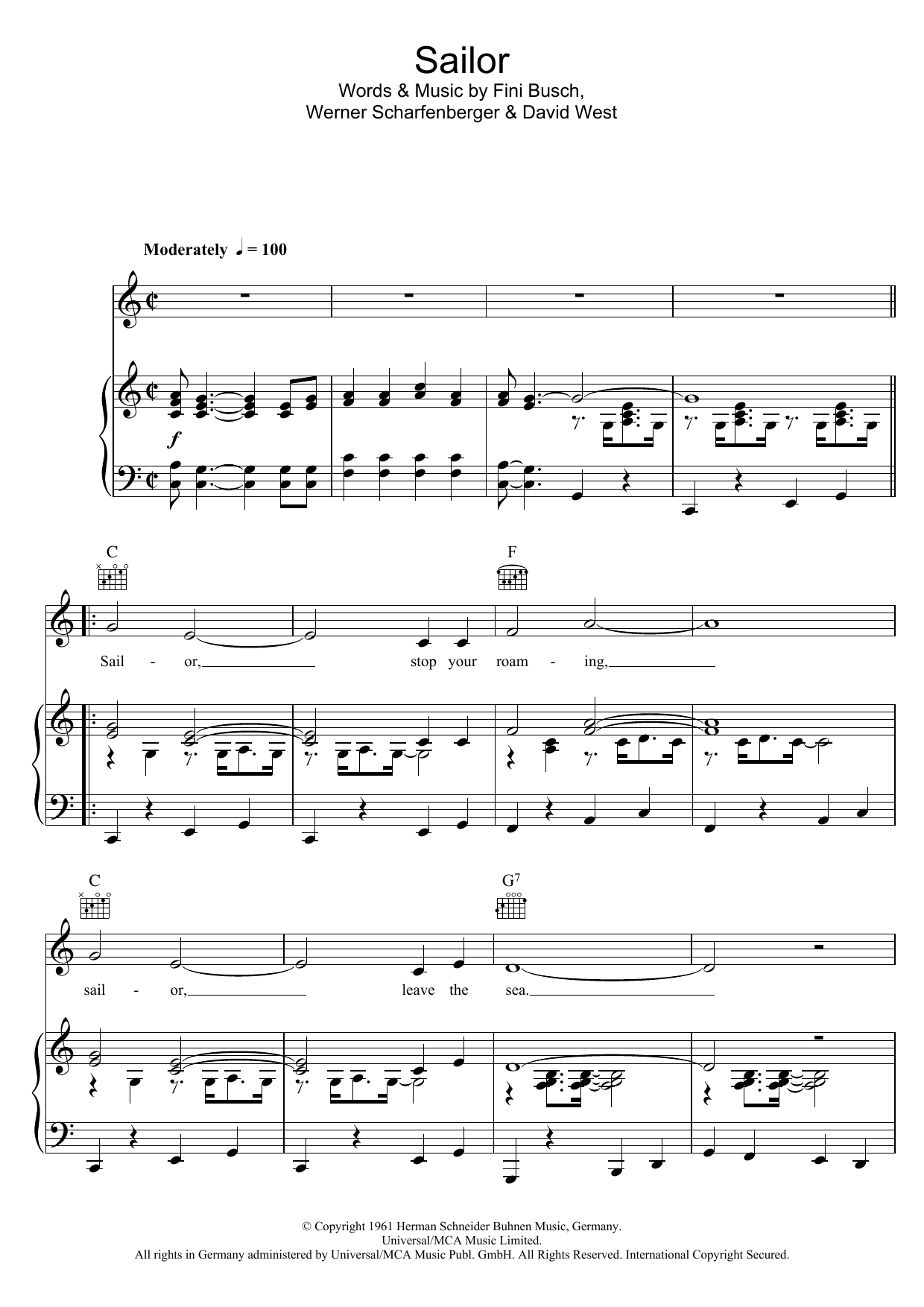 Download Anne Shelton Sailor Sheet Music and learn how to play Piano, Vocal & Guitar (Right-Hand Melody) PDF digital score in minutes