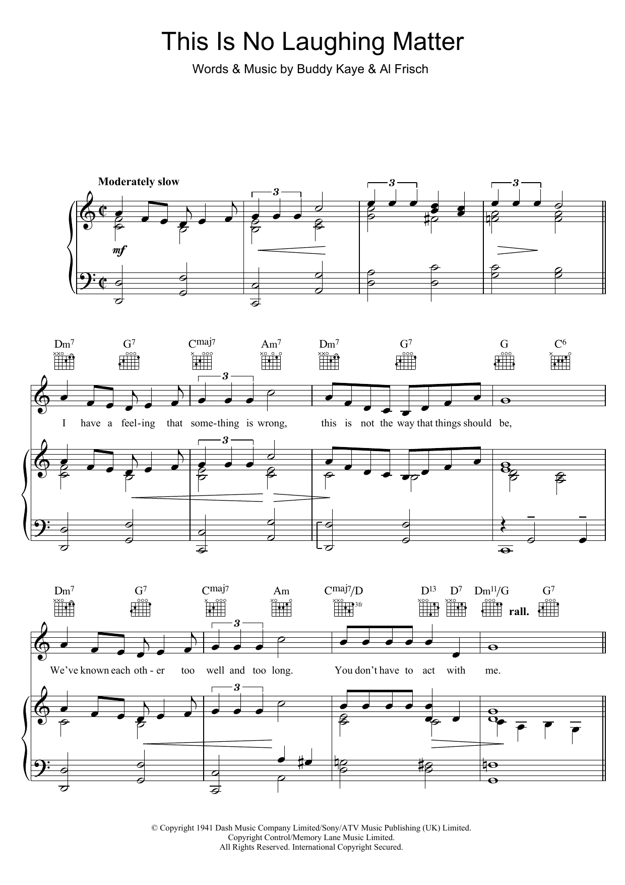 Download Anne Shelton This Is No Laughing Matter Sheet Music and learn how to play Piano, Vocal & Guitar (Right-Hand Melody) PDF digital score in minutes