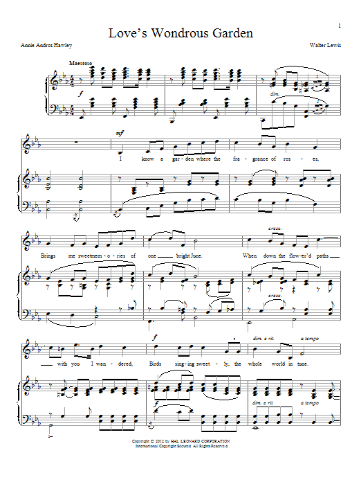 Download Annie Andros Hawley Love's Wondrous Garden Sheet Music and learn how to play Piano & Vocal PDF digital score in minutes