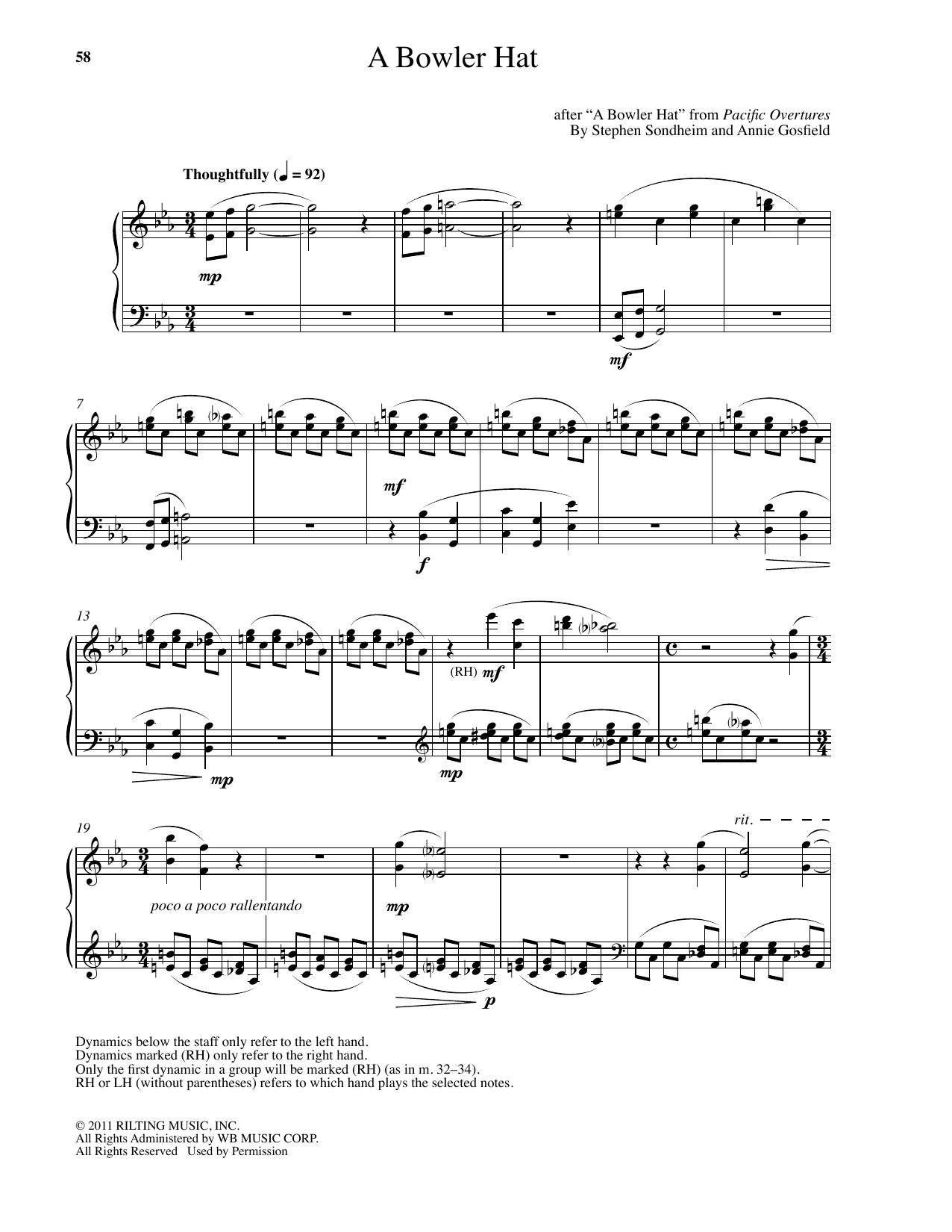 Download Stephen Sondheim A Bowler Hat (arr. Annie Gosfield) Sheet Music and learn how to play Piano PDF digital score in minutes