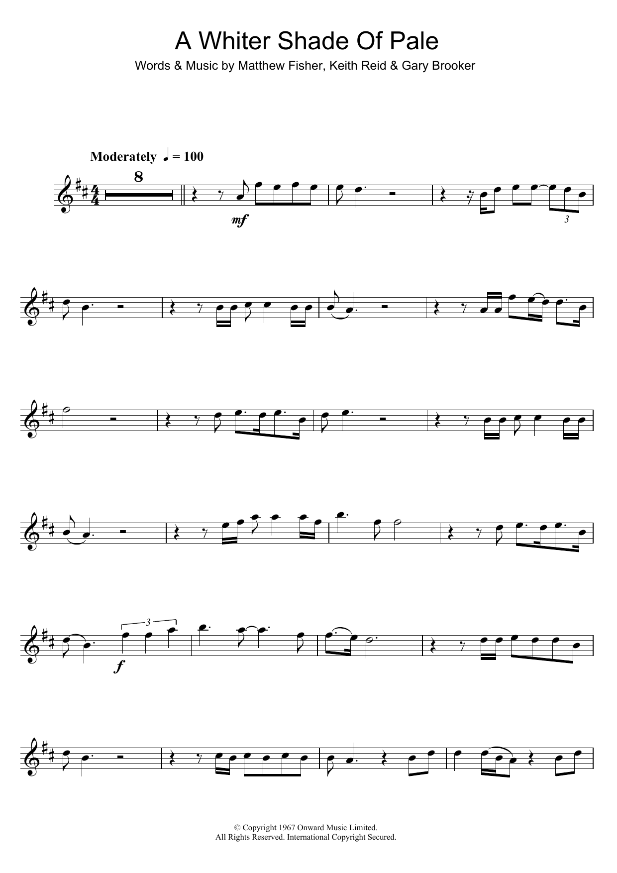Download Procol Harum A Whiter Shade Of Pale Sheet Music and learn how to play Clarinet PDF digital score in minutes
